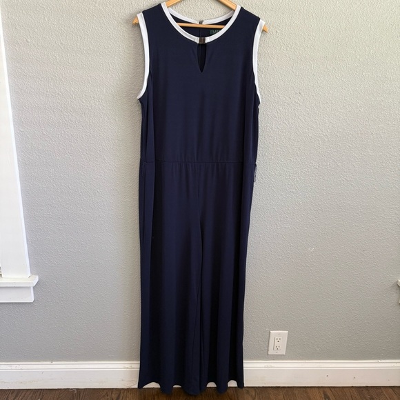 Lauren Ralph Lauren Knit Sleeveless Jumpsuit Size 2X Wide Leg - Picture 1 of 6